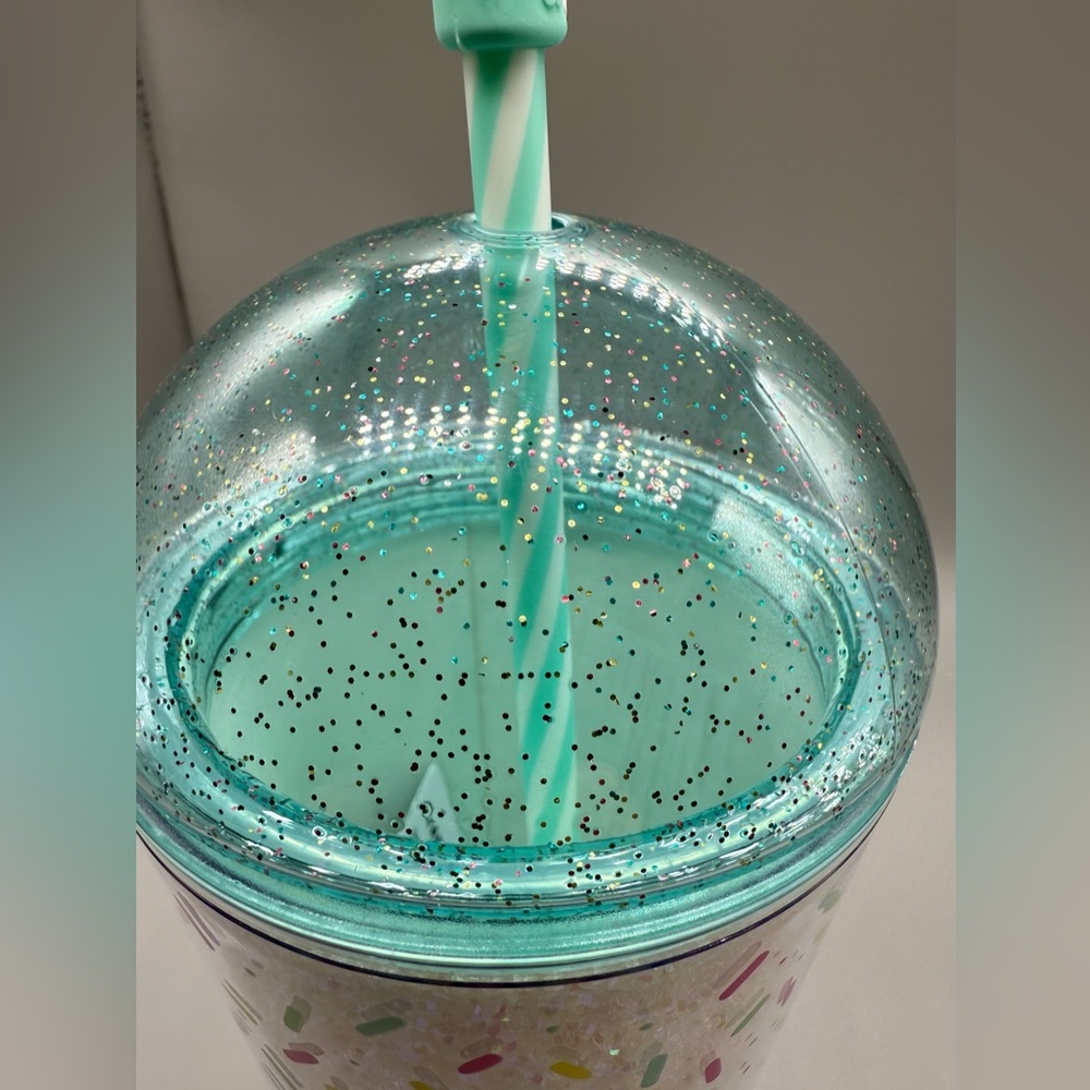 Starbucks Glitter Confetti Frappuccino Dome/Bday Candle Straw Topper Tumbler/NWT - Picture 4 of 5
